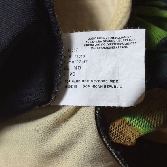 SOLD Vintage 90s Purple Floral Black One Piece Bathing Suit Mesh Swim Dress - Picture 8 of 10